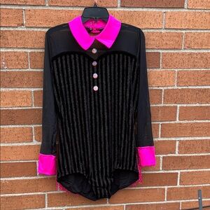 Weissman Black and Pink Striped Long Sleeve Dress